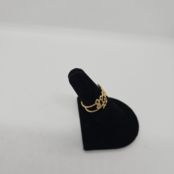 gold tone stacking rings good times spellout cursive size 6.75 - Picture 2 of 4